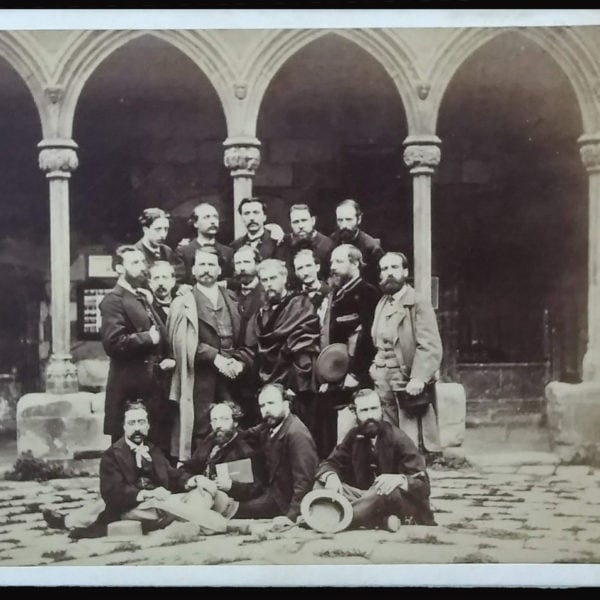 This photograph showcases a gathering of Renaixenca intellectuals and “felibres” (Provencal writers who sought to protect the Provencal language in France) in Montserrat in 1868 [“Felibres”, n.d.]. The Renaixença, or “Renaissance” in Catalan, was a literary movement that promoted the use of Catalan as a language and a culture. This was a revival of Catalan language usage and cultural espousal, which helped seed the roots for Catalan independence. 