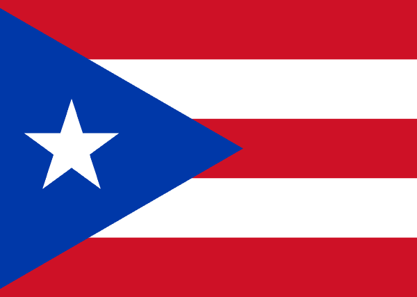 a flag with red and white bars. On the left side, a blue triangle with a white star