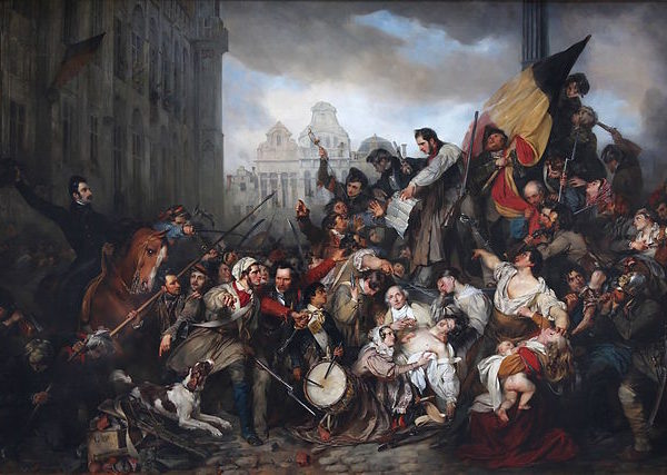 a photograph of an oil painting of part of the Belgian revolution